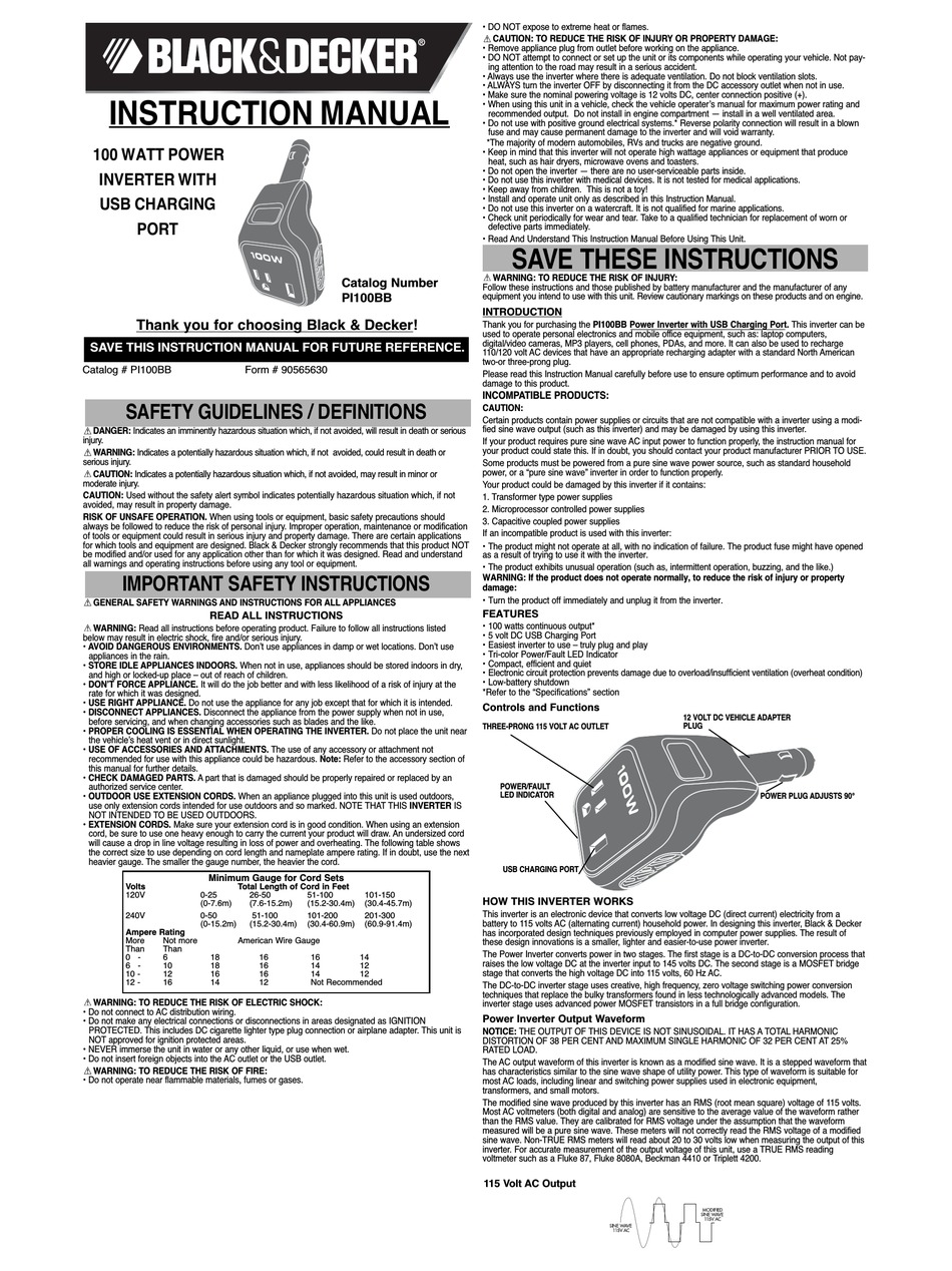 Black Decker Pi100bb Instruction Manual Pdf Download Manualslib