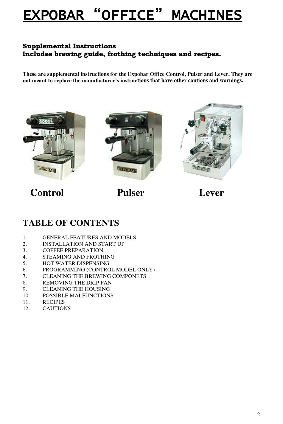 EXPOBAR CONTROL INSTRUCTIONS MANUAL Pdf Download ManualsLib