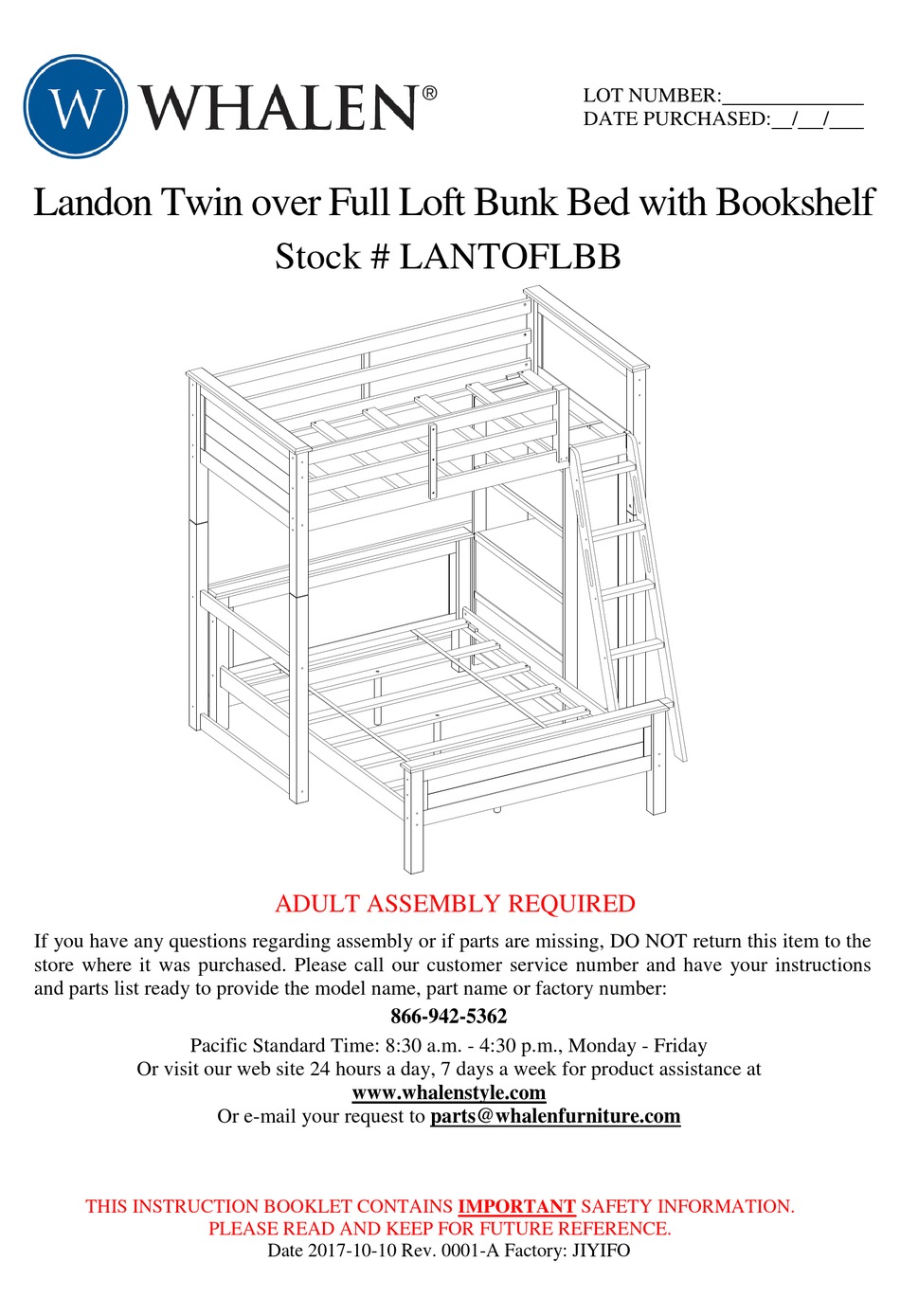 Whalen Lantoflbb Assembly Instructions, Highland Park Furniture Bunk Bed Instructions