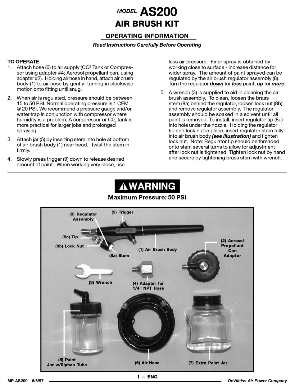 DEVILBISS AS200 OPERATING INFORMATION Pdf Download | ManualsLib