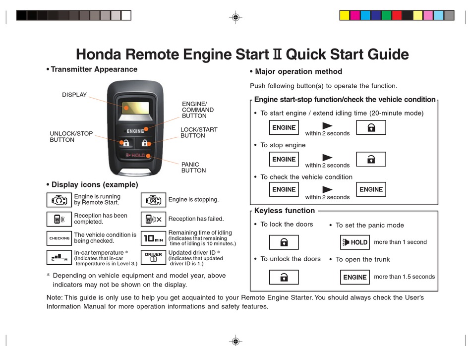 honda remote car starter