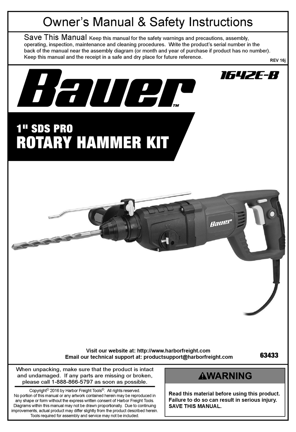 Bauer Demolition Hammer 1631E B Manual - Bauer 12 5 Amp Sds Max Type ...