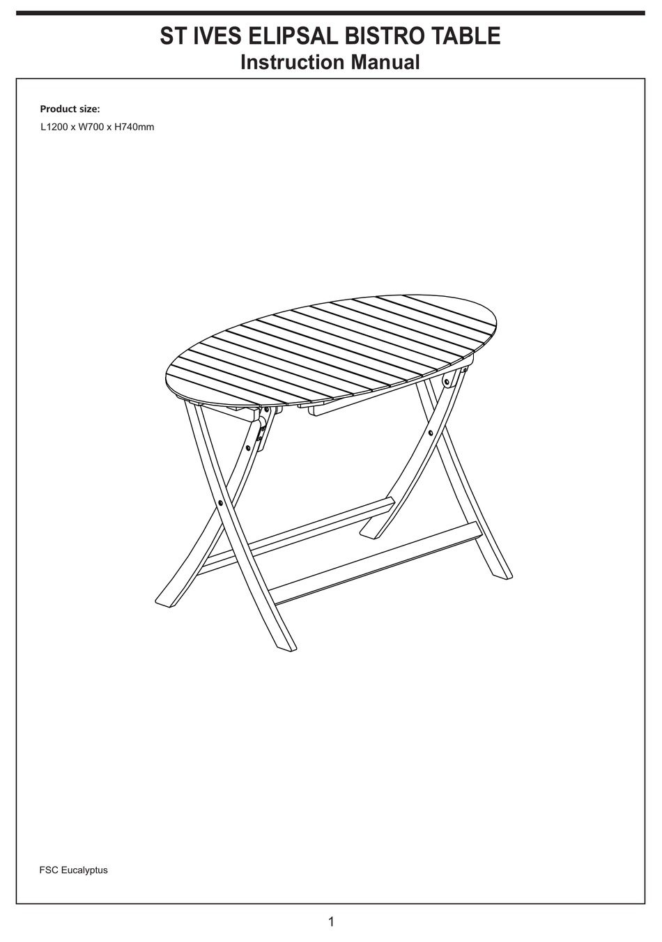 ST IVES ELIPSAL BISTRO TABLE INSTRUCTION MANUAL Pdf Download ManualsLib