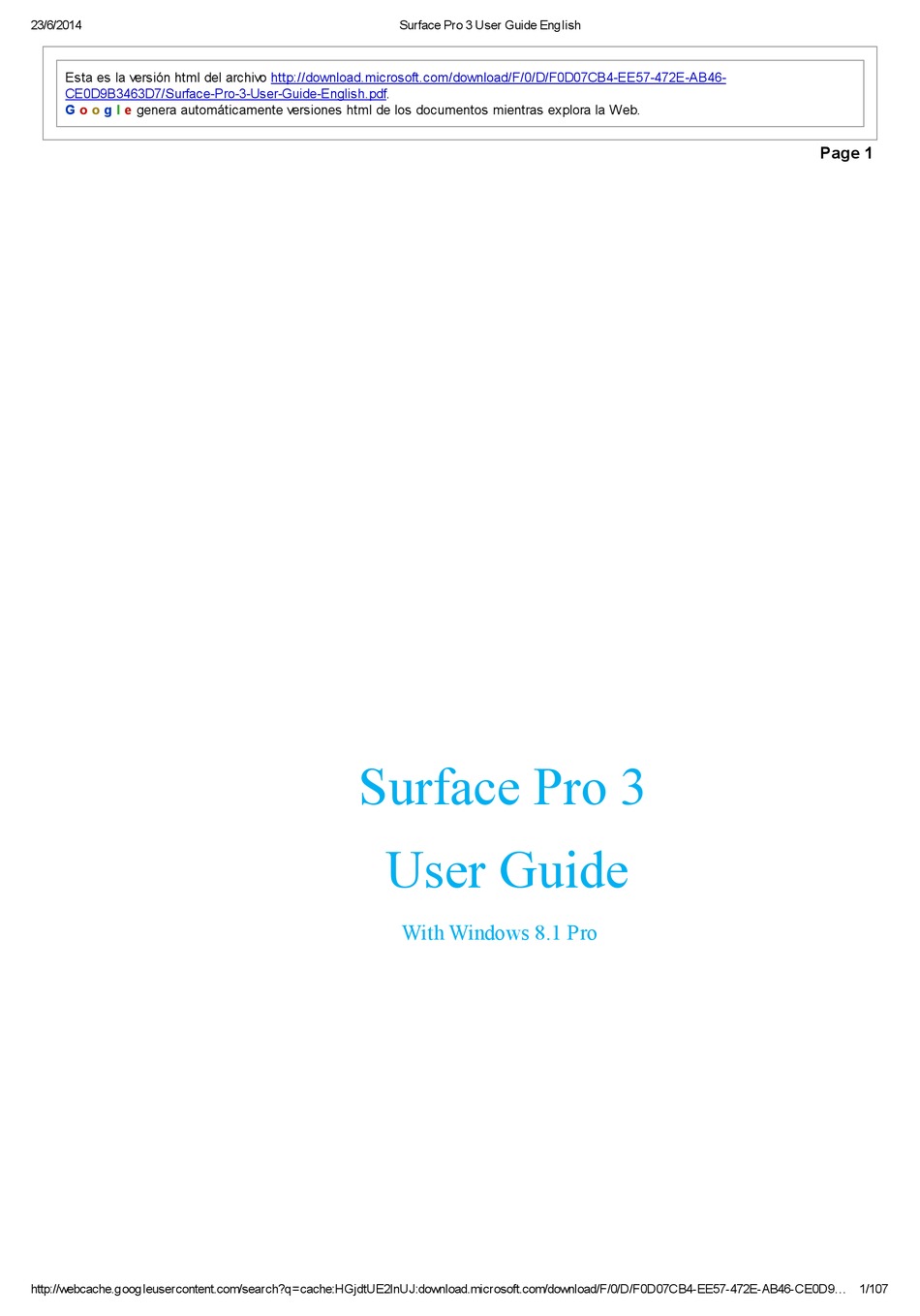 surface pro 3 user guide windows 10