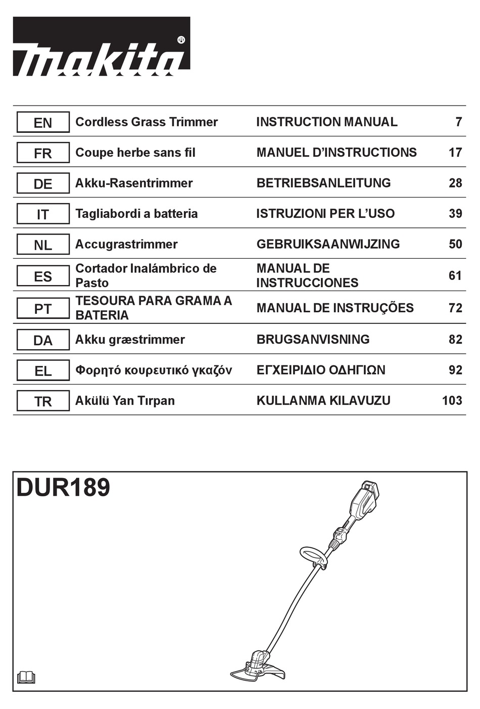 MAKITA DUR189 INSTRUCTION MANUAL Pdf Download ManualsLib
