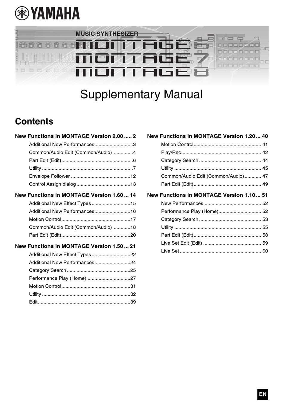YAMAHA MONTAGE 6 SUPPLEMENTARY MANUAL Pdf Download ManualsLib