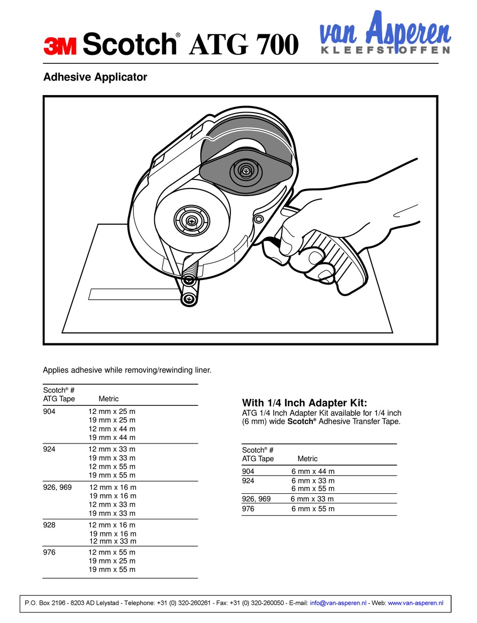 3M SCOTCH ATG700 MANUAL Pdf Download ManualsLib