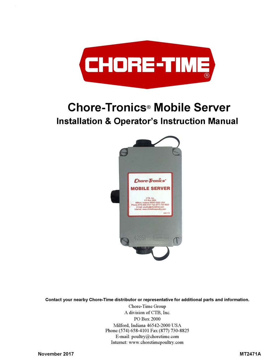 CHORETIME CHORETRONICS INSTALLATION & OPERATOR