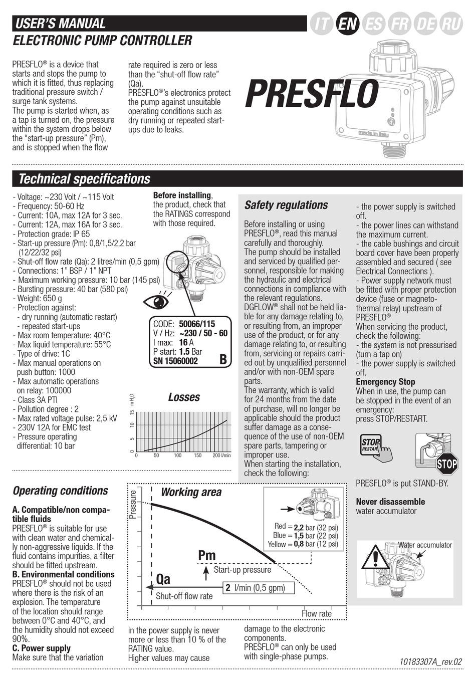 Dgflow Presflo User Manual Pdf Download Manualslib