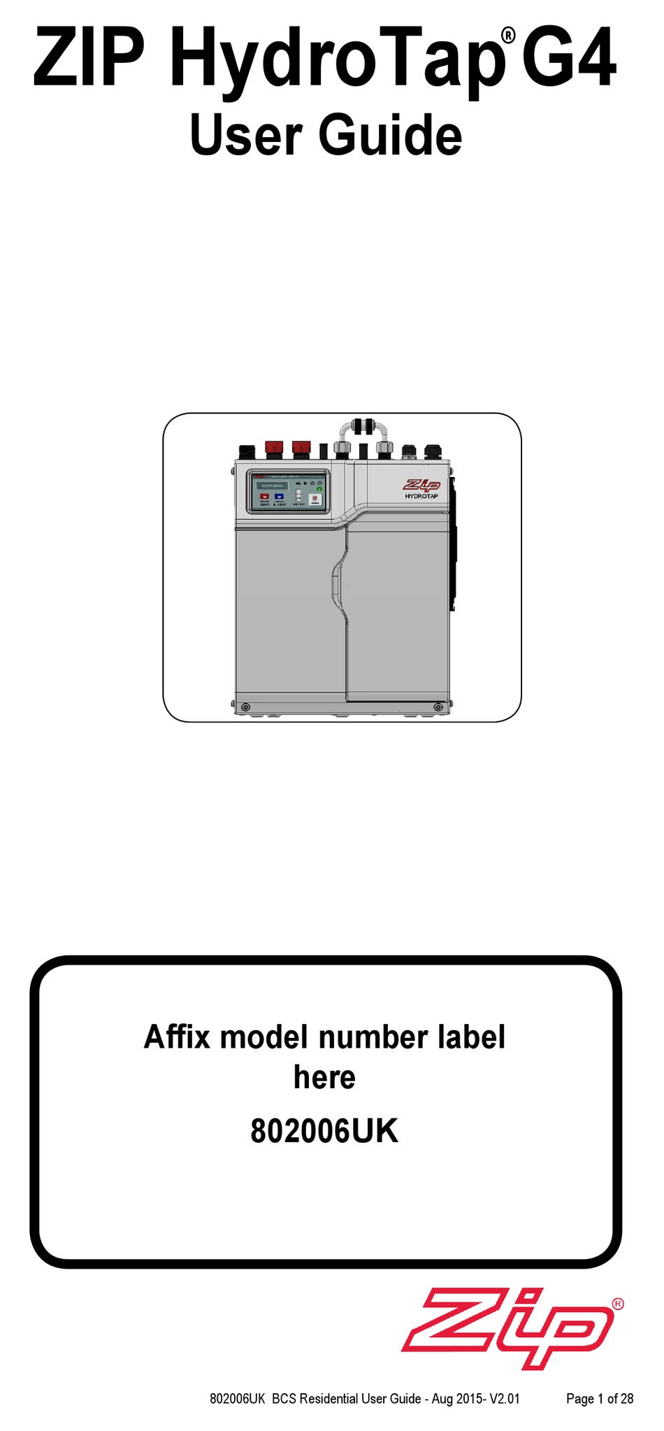 ZIP HEATER HYDROTAP G4 USER MANUAL Pdf Download ManualsLib