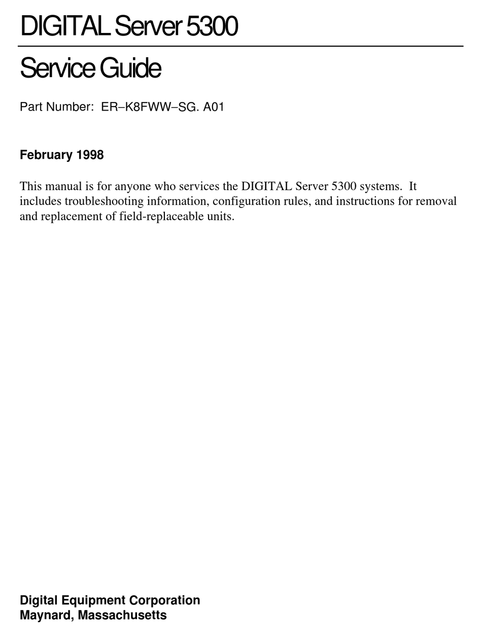 DIGITAL EQUIPMENT 5300 SERVICE MANUAL Pdf Download ManualsLib