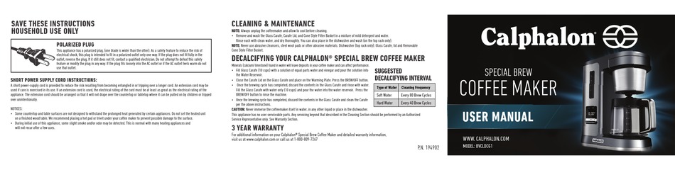 CALPHALON BVCLDCG1 USER MANUAL Pdf 