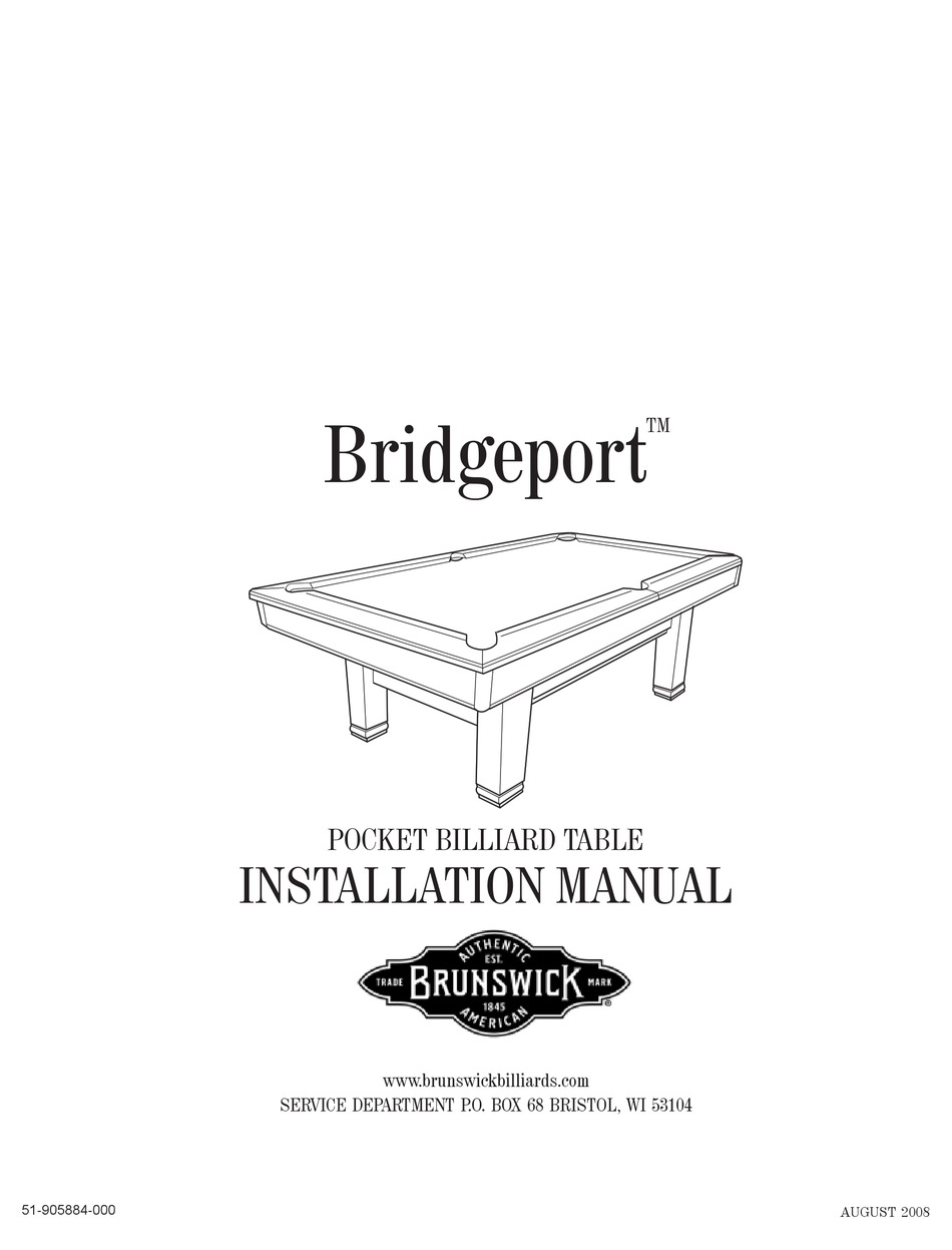 Brunswick Bridgeport Installation Manual Pdf Download Manualslib
