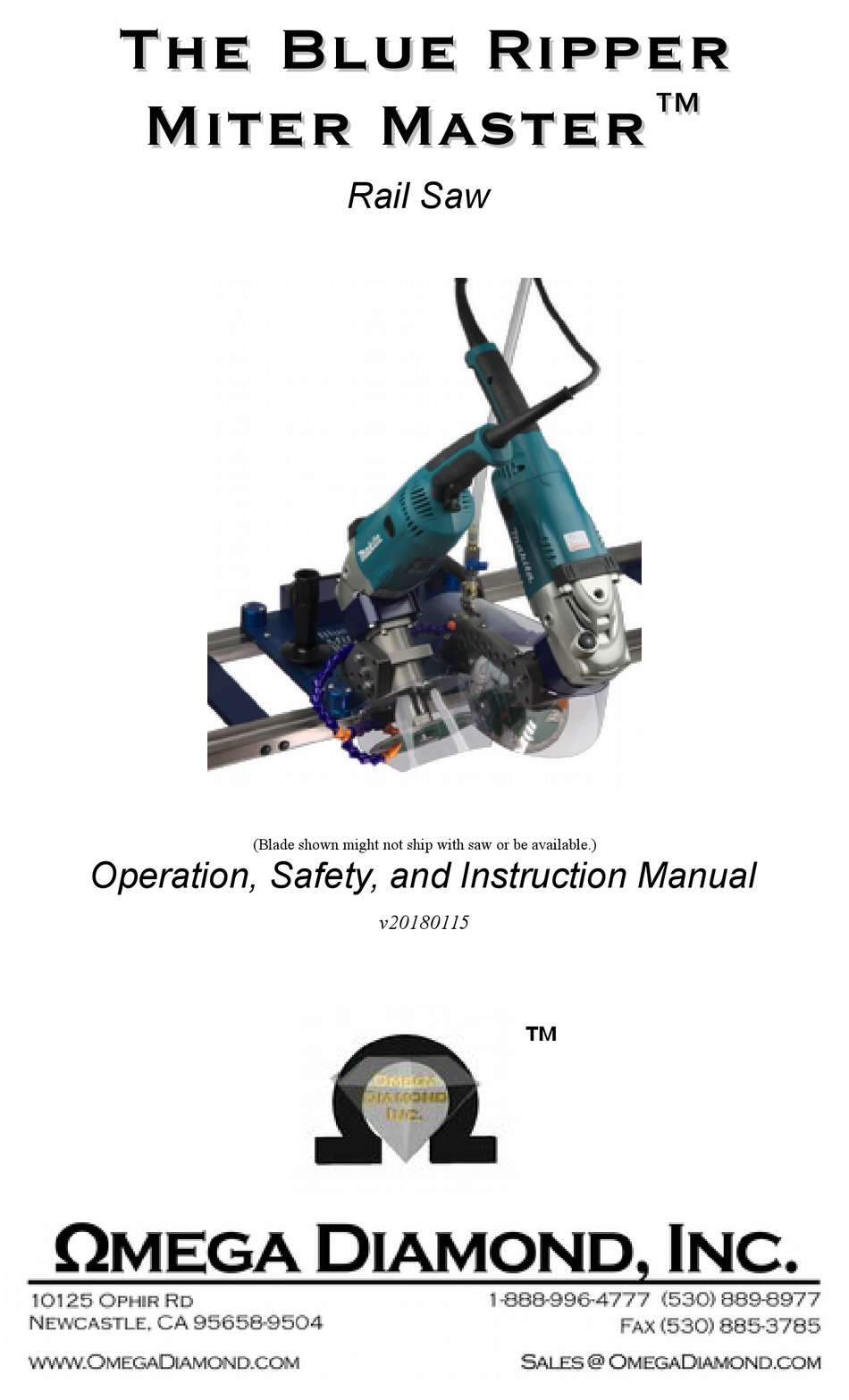 OMEGA DIAMOND THE BLUE RIPPER MITER MASTER OPERATION AND INSTRUCTION