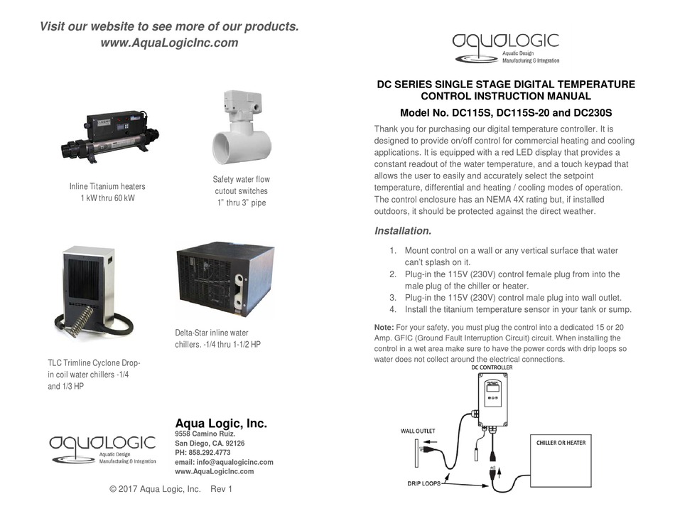 AQUA LOGIC DC115S INSTRUCTION MANUAL Pdf Download ManualsLib