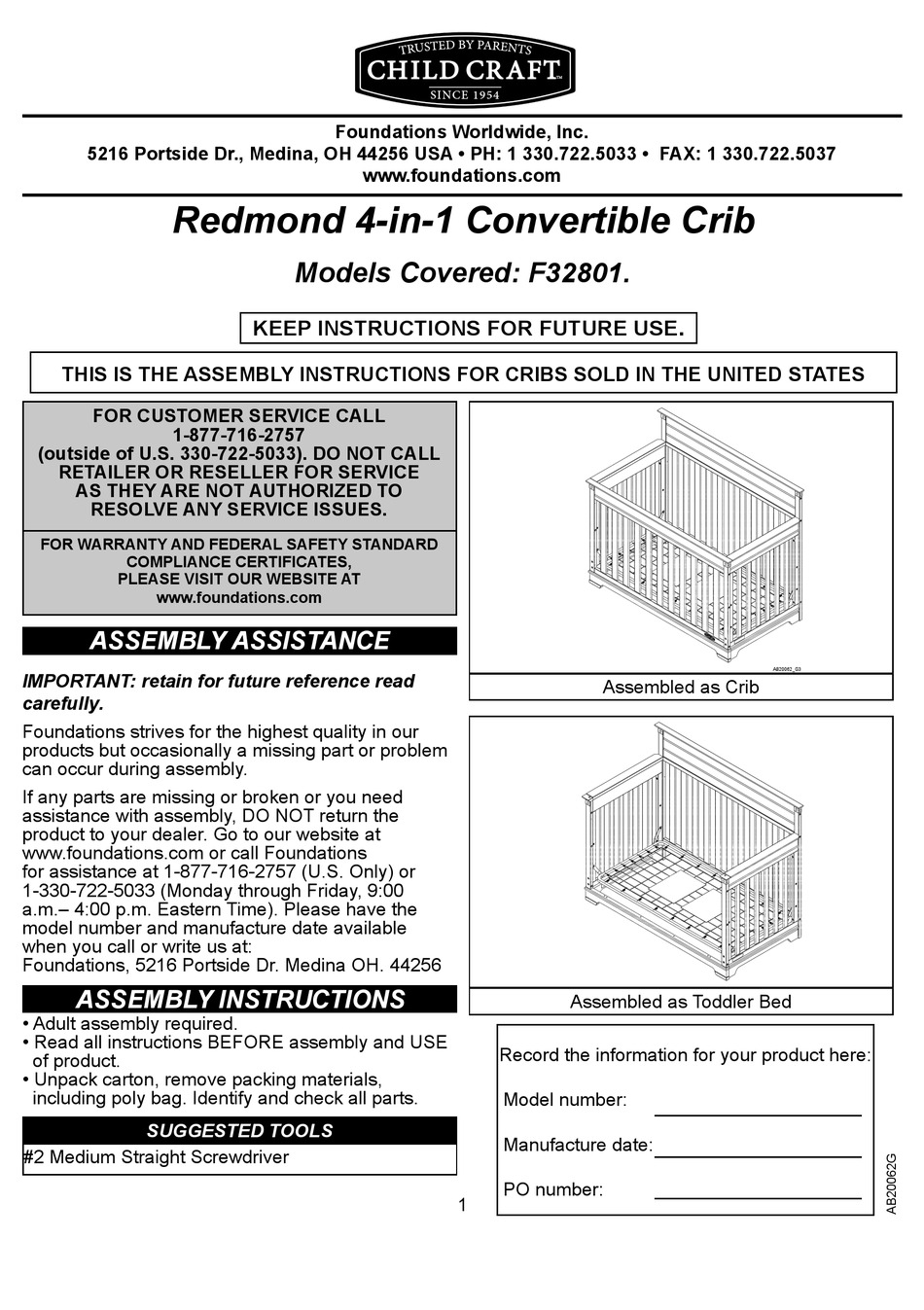 Child Craft Redmond F32801 Assembly Instructions Use And Care Manual Pdf Download Manualslib