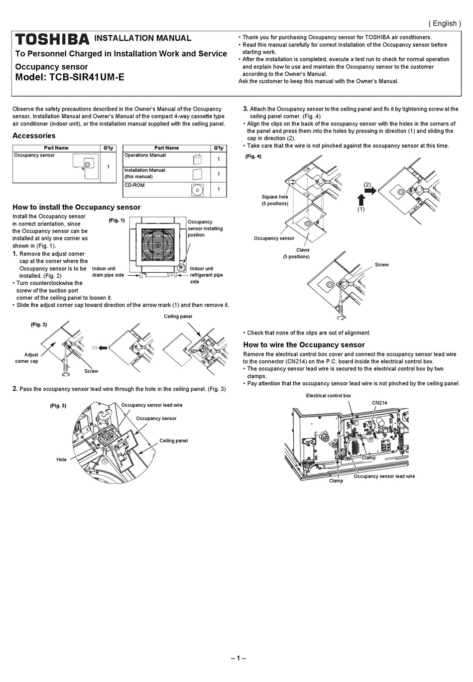 TOSHIBA TCB-SIR41UM-E INSTALLATION MANUAL Pdf Download | ManualsLib