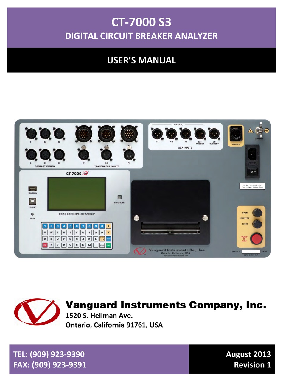 VANGUARD INSTRUMENTS CT-7000 S3 USER MANUAL Pdf Download | ManualsLib