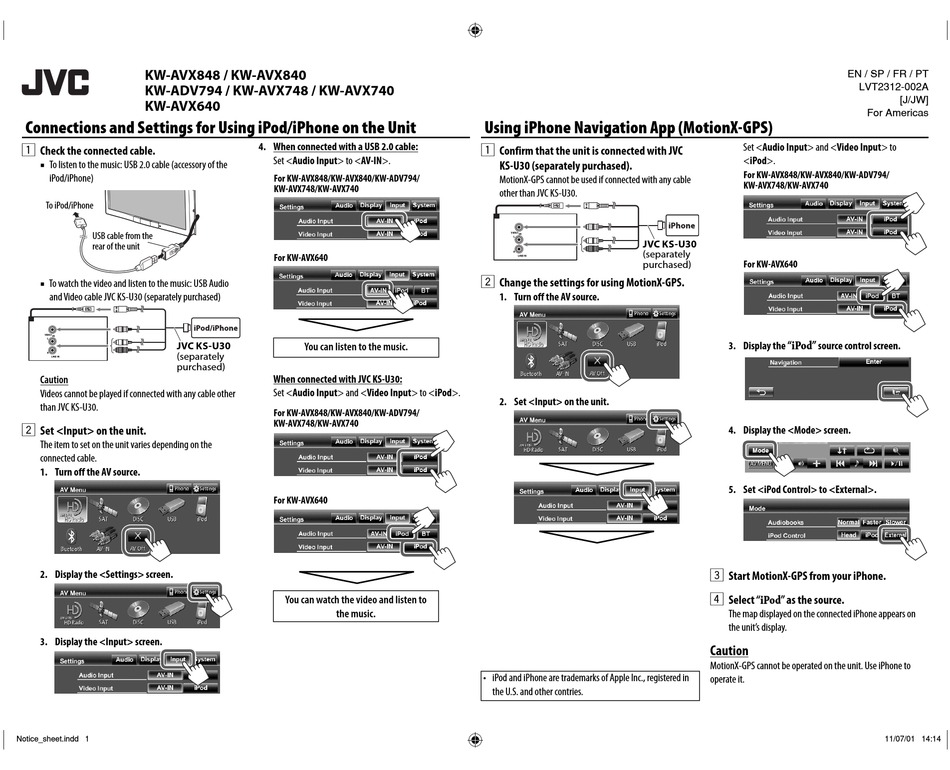 JVC KW-AVX848 CONNECT AND SET UP Pdf Download | ManualsLib