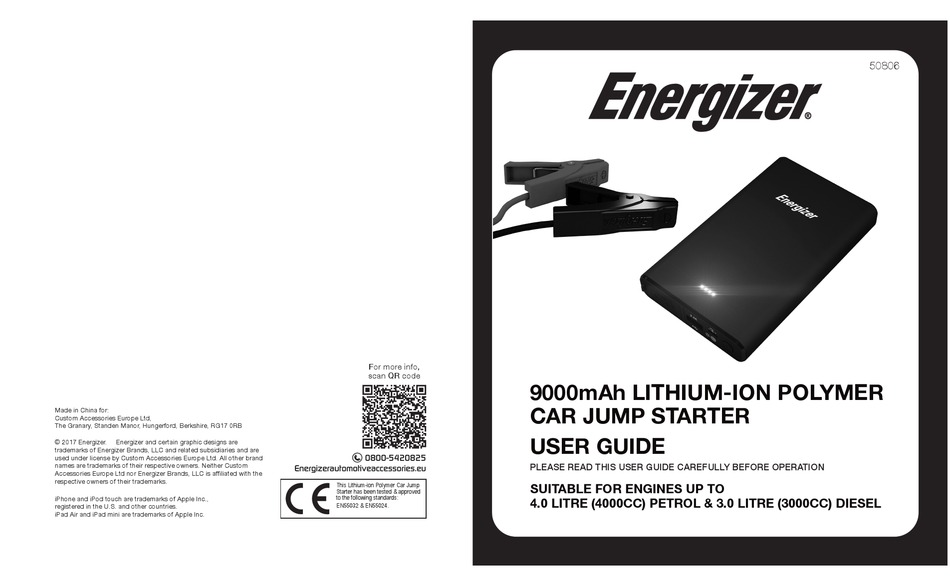 Energizer jump store starter 9000mah