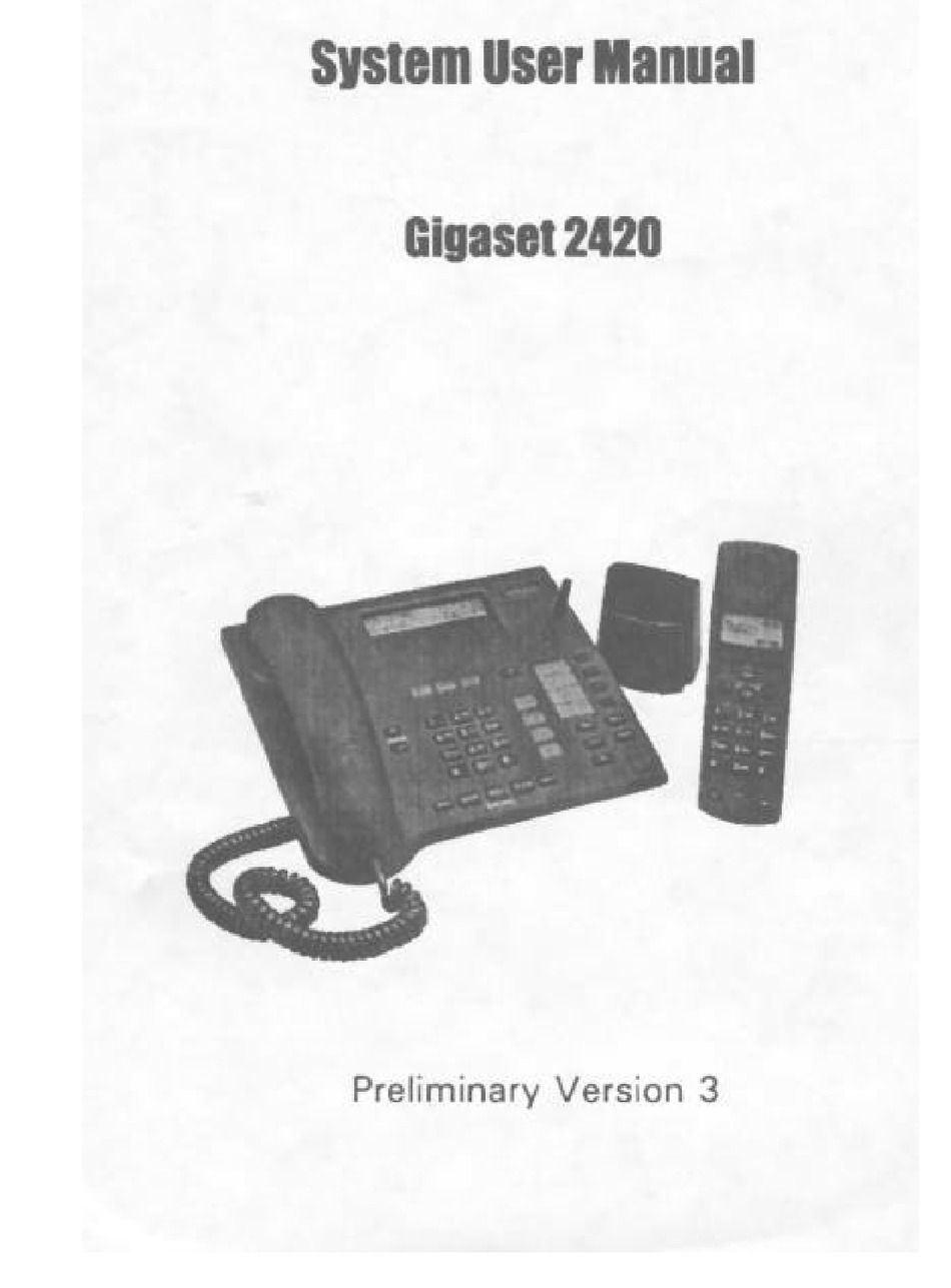 SIEMENS GIGASET 2420 SYSTEM USER MANUAL Pdf Download | ManualsLib