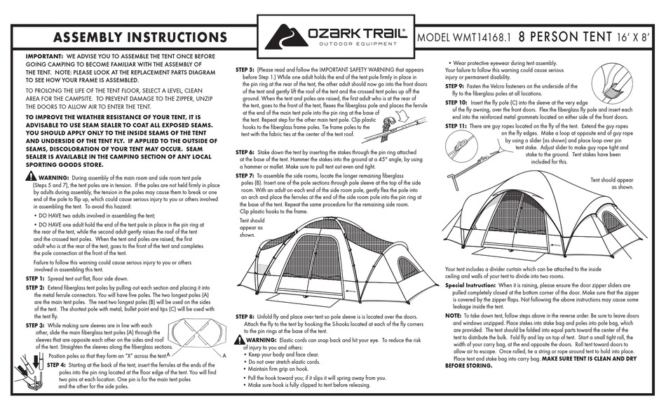ozark trail 6 person dome tent instructions Online Sale