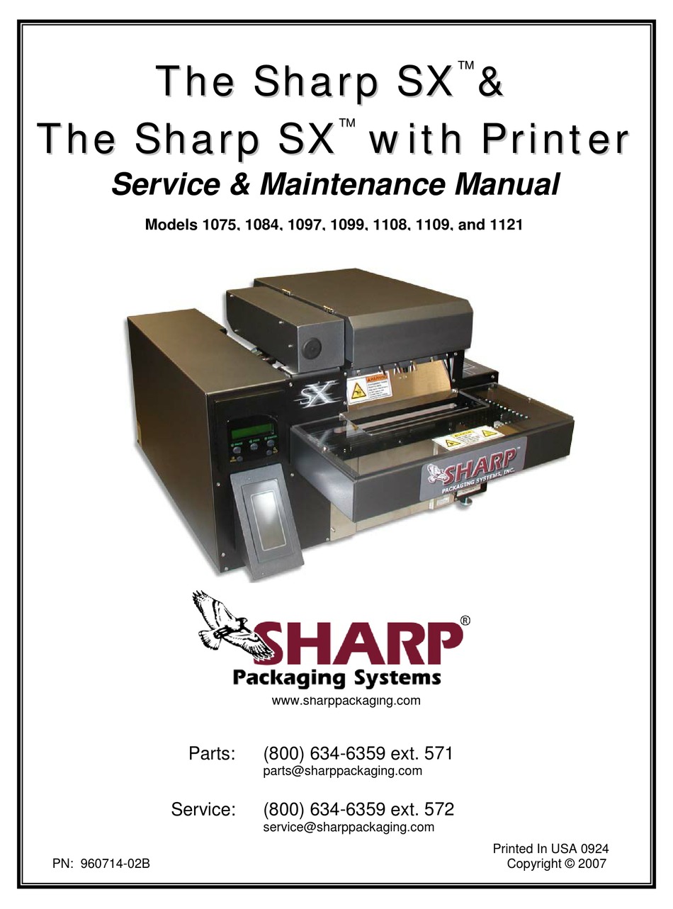 SHARP SX 1075 SERVICE MAINTENANCE MANUAL Pdf Download | ManualsLib