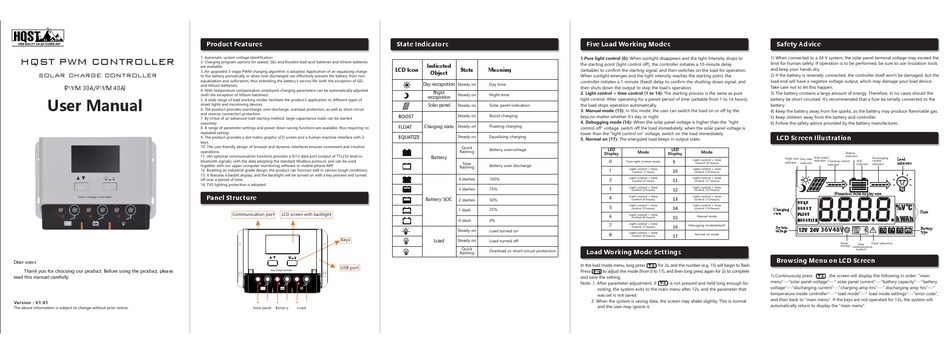 Hqst Pwm 30a User Manual Pdf Download Manualslib