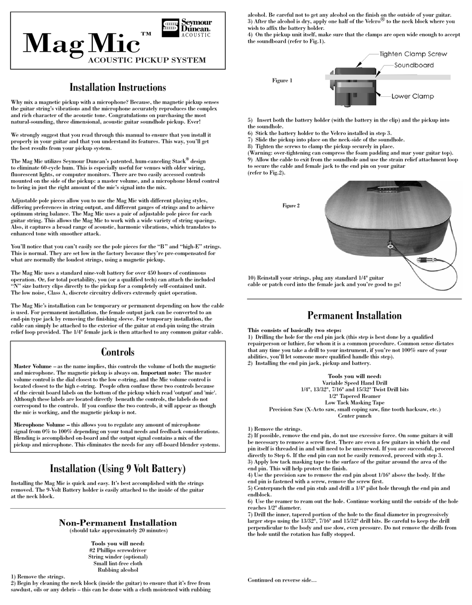 DUNCAN MAG MIC 1152021 INSTALLATION INSTRUCTIONS Pdf Download ManualsLib