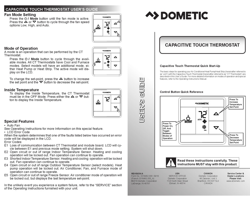 Dometic 3316462 000 User Manual Pdf