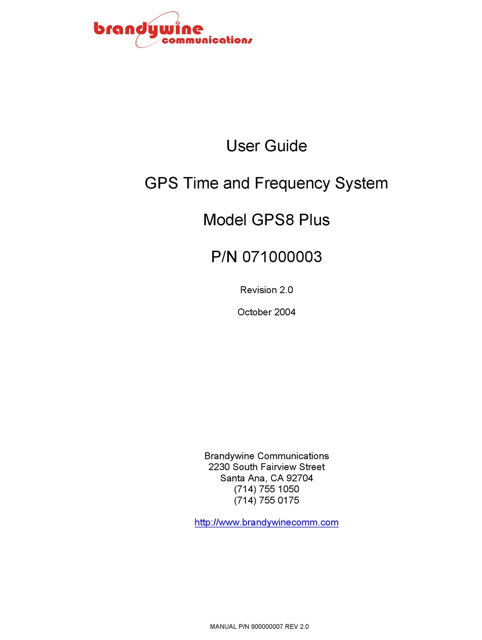 BRANDYWINE GPS8 PLUS USER MANUAL Pdf Download | ManualsLib