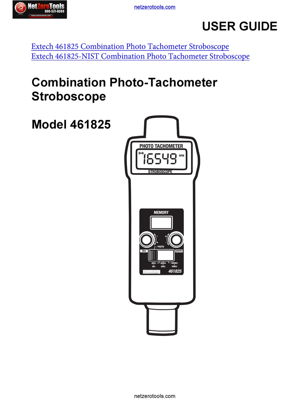 Extech 461825-NIST Stroboscope/Tachometer