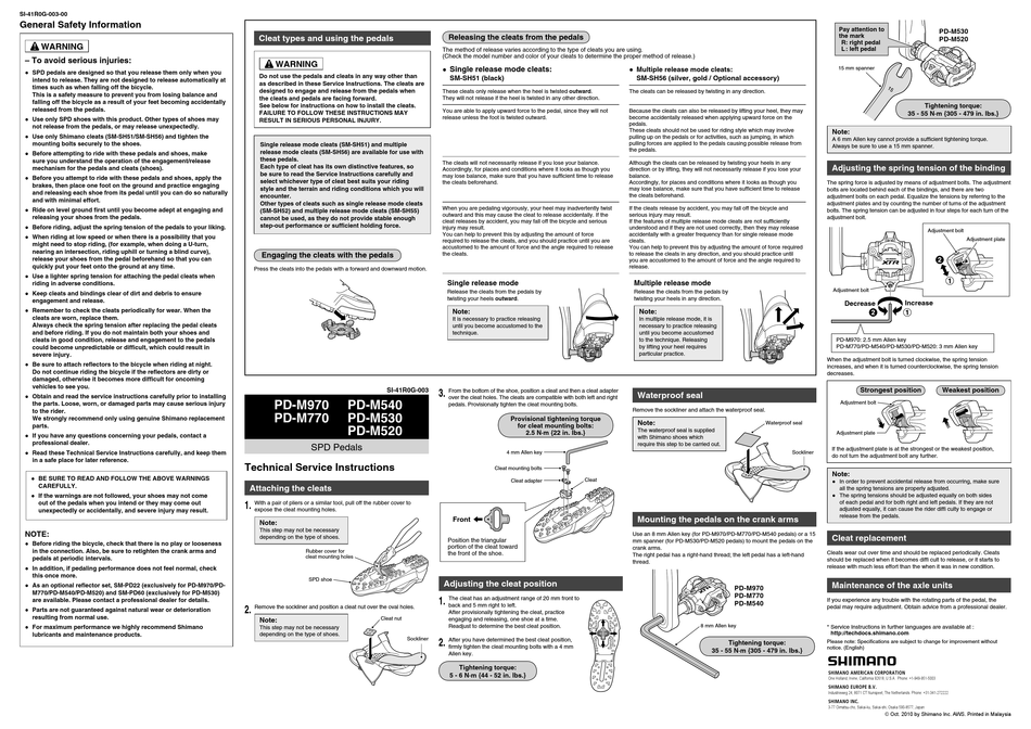 SHIMANO PD-M970 SERVICE INSTRUCTIONS Pdf Download | ManualsLib