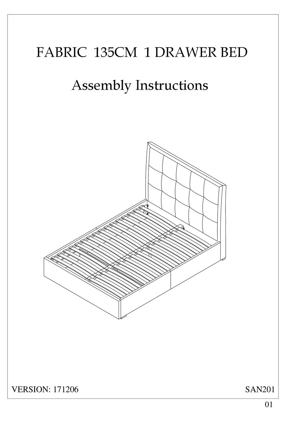 JULIAN BOWEN LIMITED SANTORINI FABRIC DRAWER BED ASSEMBLY INSTRUCTIONS MANUAL Pdf Download