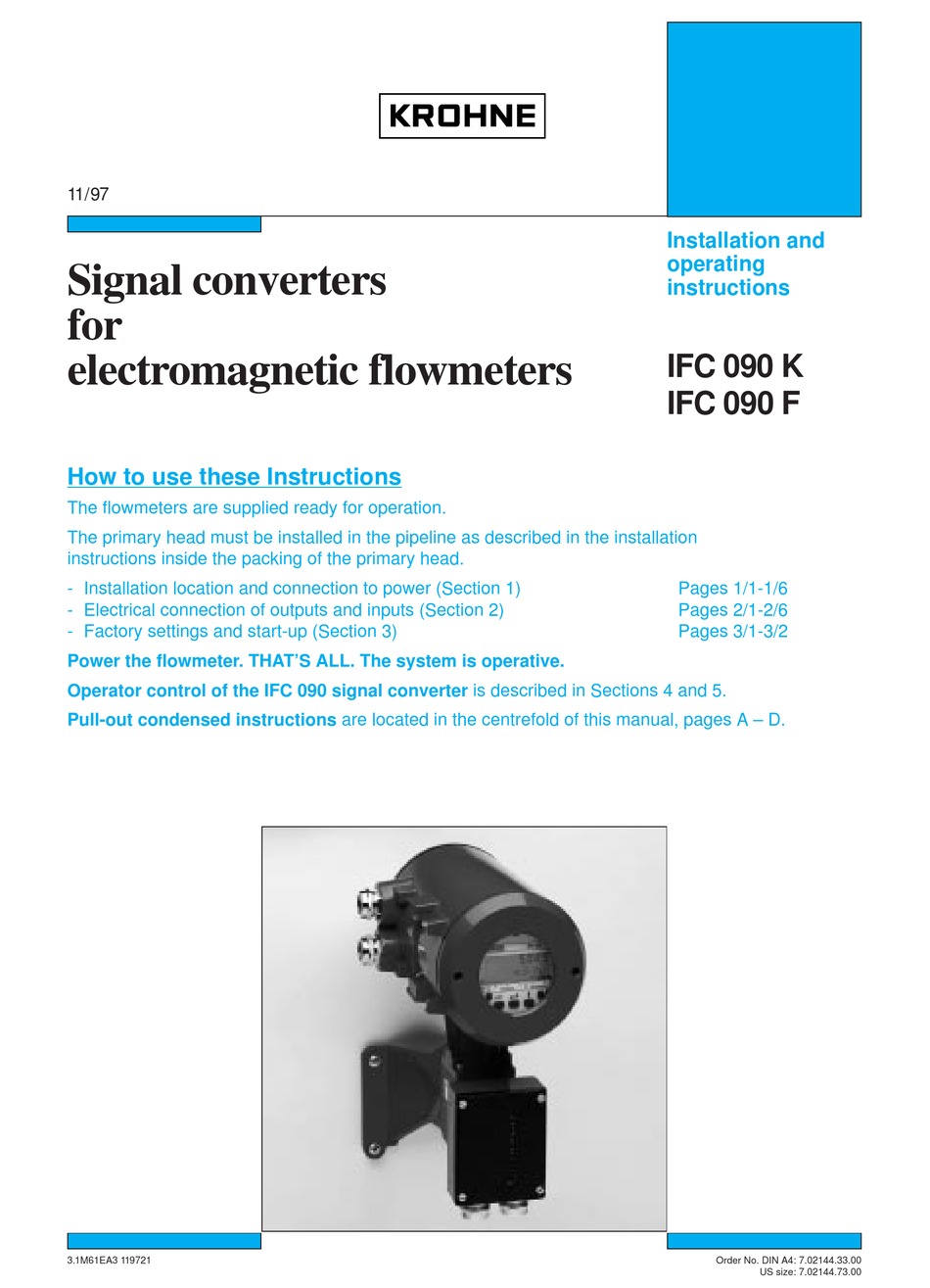 Krohne Ifc 090 K Installation And Operating Instructions Manual Pdf Download Manualslib