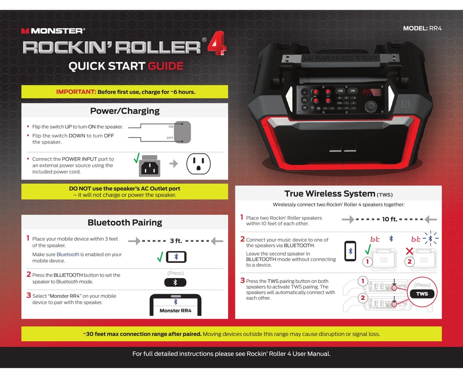 monster rockin roller speaker manual