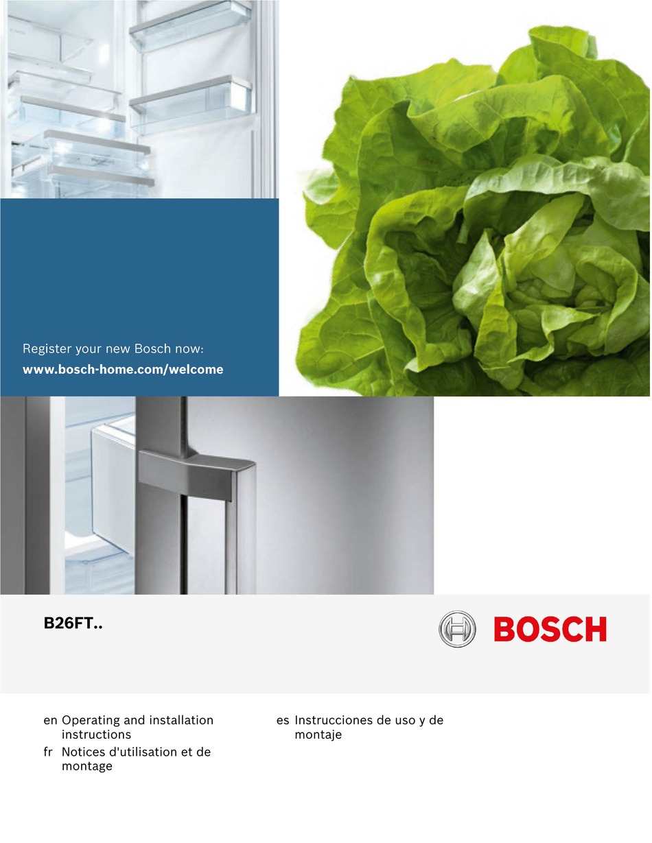 BOSCH B26FT SERIES OPERATING AND INSTALLATION INSTRUCTIONS Pdf