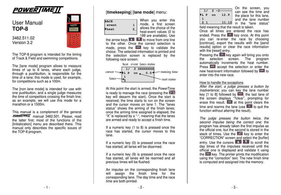 SWISS TIMING POWERTIME II USER MANUAL Pdf Download ManualsLib