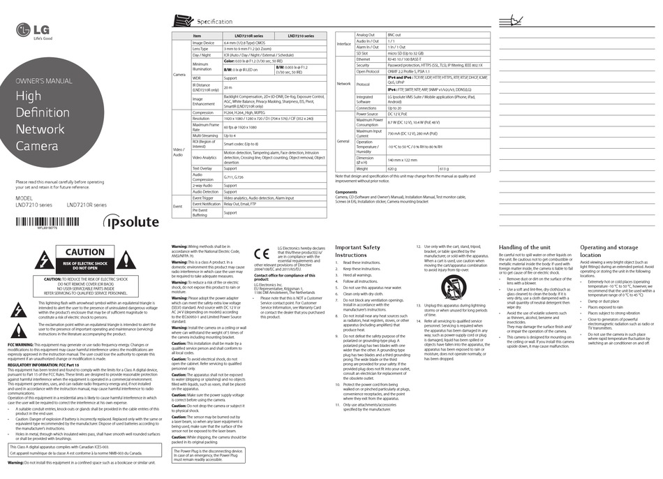 LG LND7210 SERIES OWNER'S MANUAL Pdf Download | ManualsLib