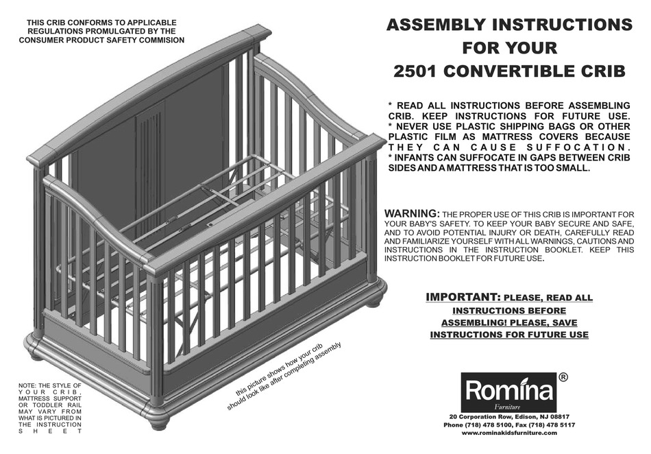 ROMINA 2501 CONVERTIBLE CRIB ASSEMBLY INSTRUCTIONS MANUAL Pdf Download