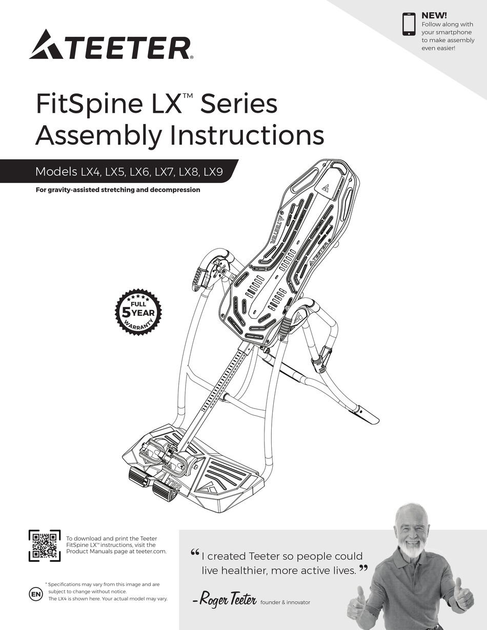 TEETER FITSPINE LX4 ASSEMBLY INSTRUCTIONS MANUAL Pdf Download ManualsLib