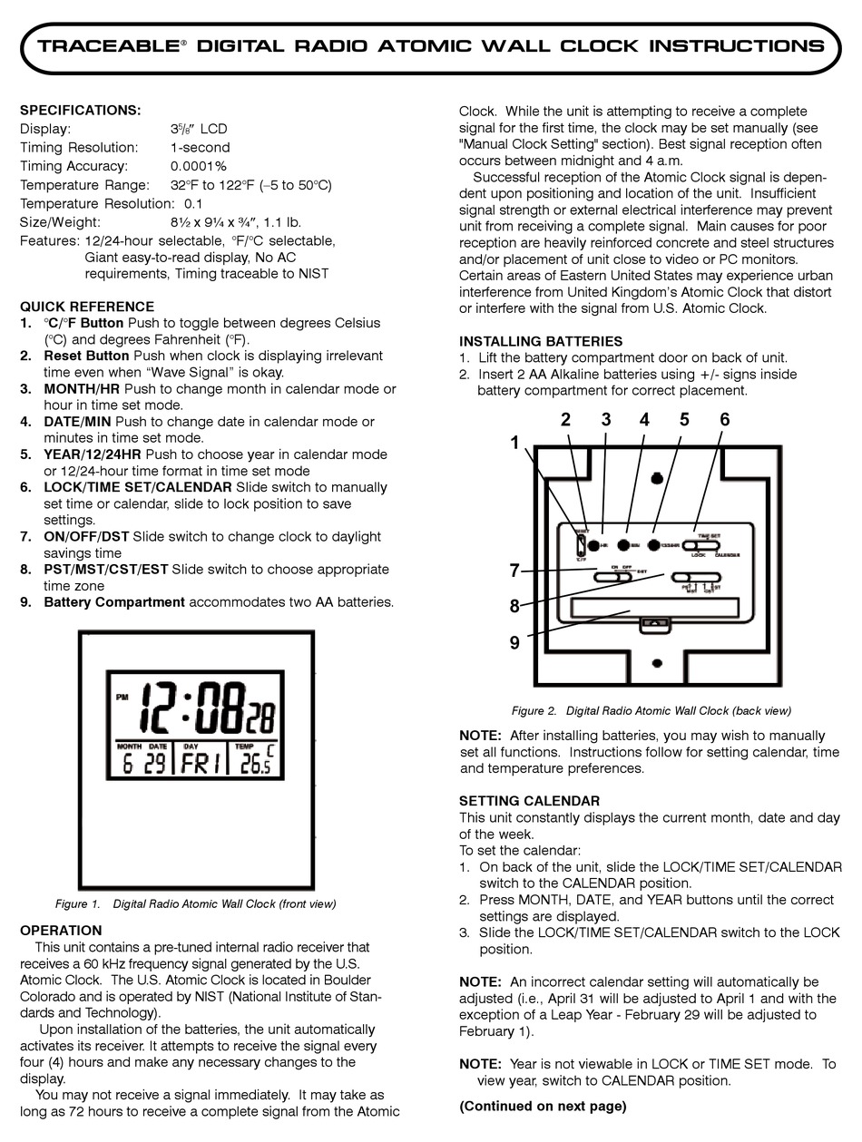 Traceable® Digital Radio-Controlled Wall Clock with Calibration