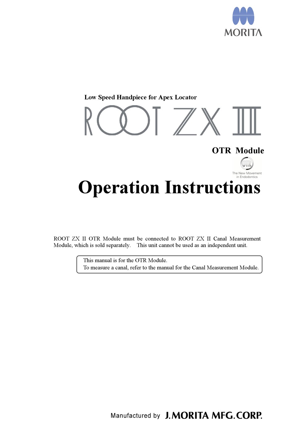 MORITA ROOT ZX II OPERATION INSTRUCTIONS MANUAL Pdf Download ManualsLib