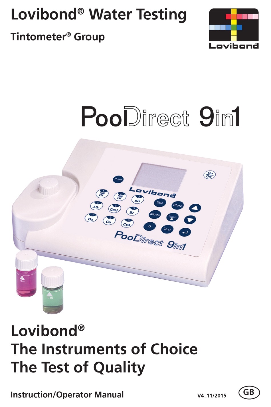 LOVIBOND POOLDIRECT INSTRUCTION AND OPERATION MANUAL Pdf Download
