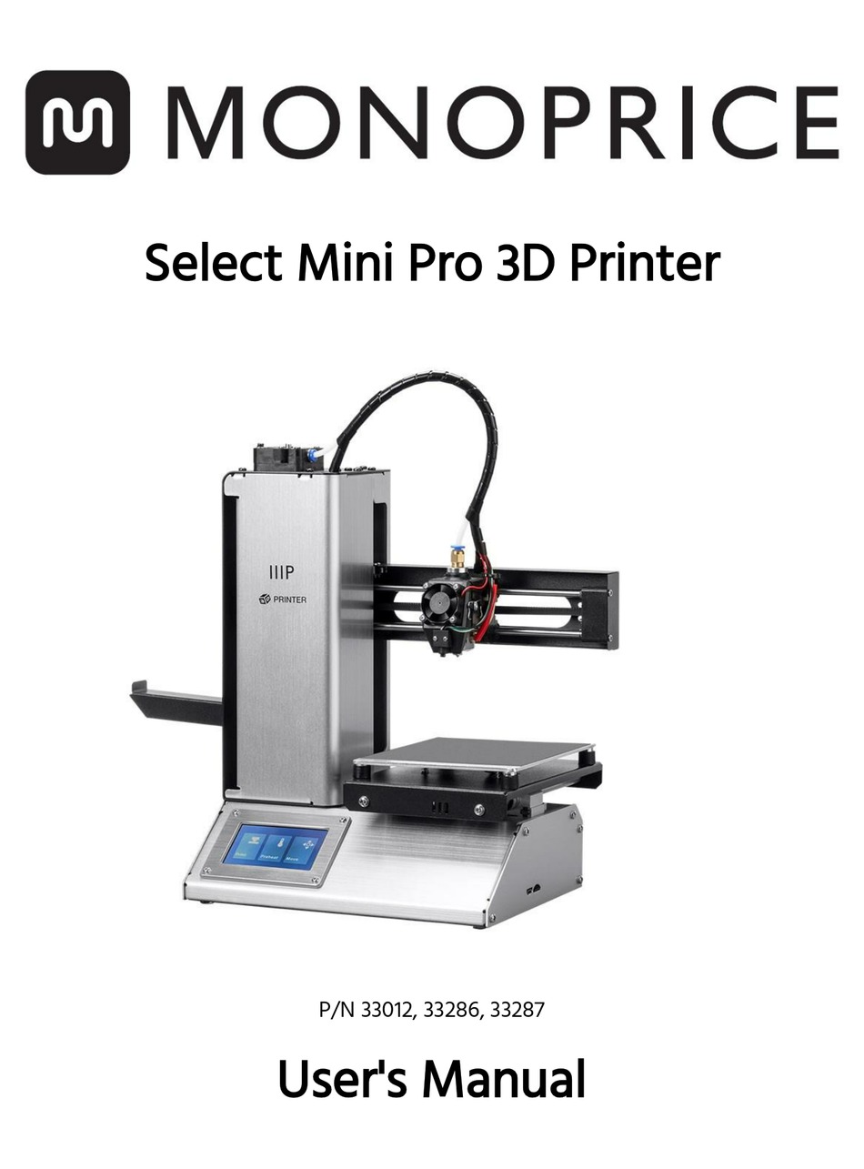 MONOPRICE SELECT MINI PRO USER MANUAL Pdf Download ManualsLib