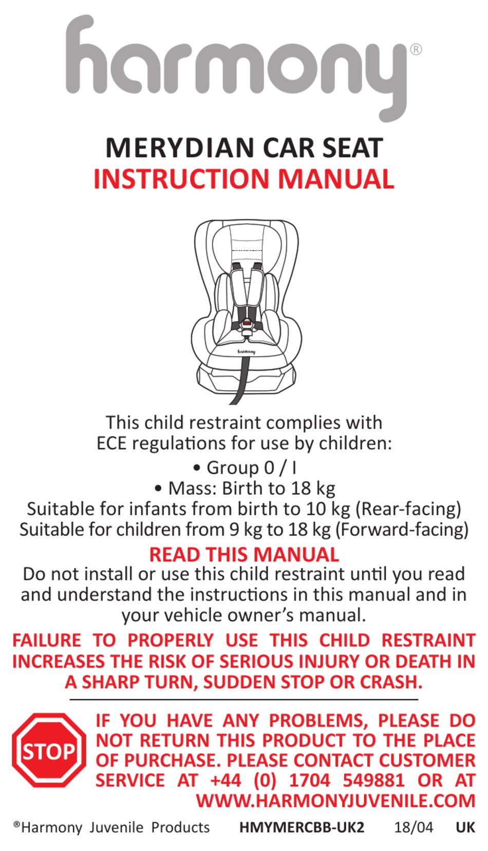 harmony car seat installation