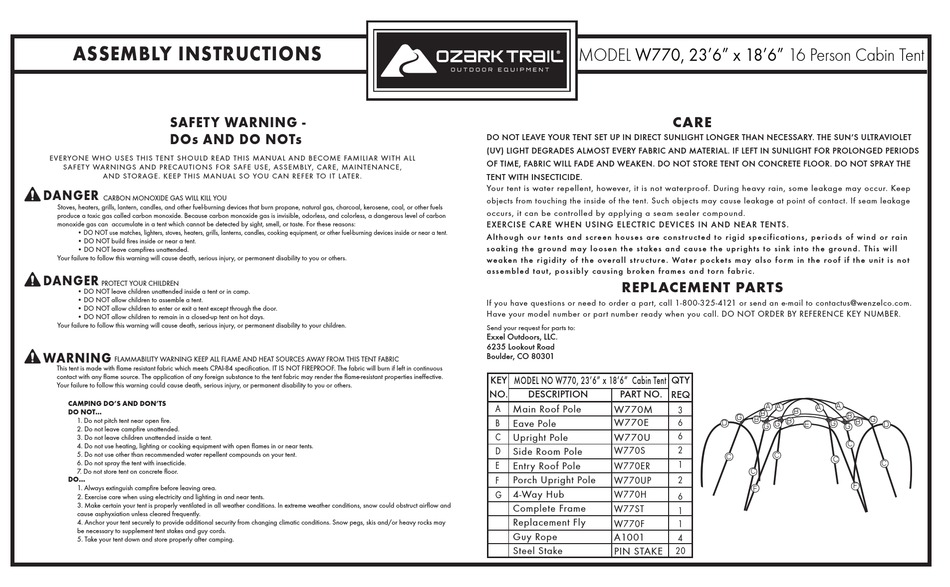 ozark trail 10 person tent instructions