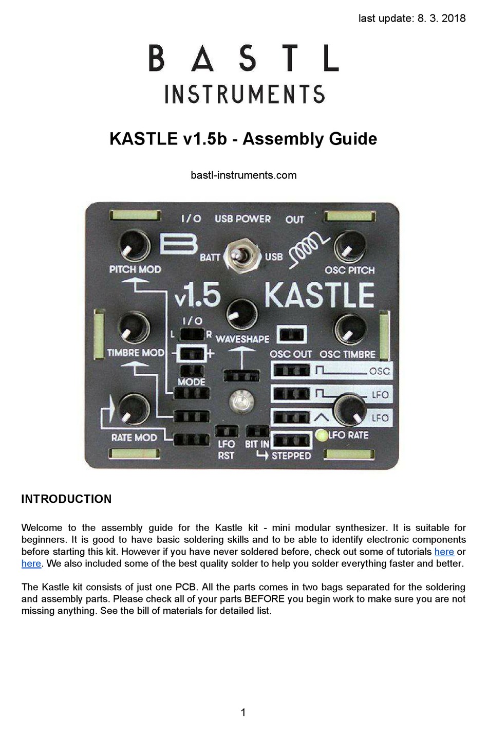 BASTIL INSTRUMENTS KASTLE V1.5B ASSEMBLY MANUAL Pdf Download ManualsLib