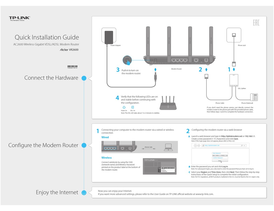 TPLINK ARCHER VR26007 QUICK INSTALLATION MANUAL Pdf Download ManualsLib