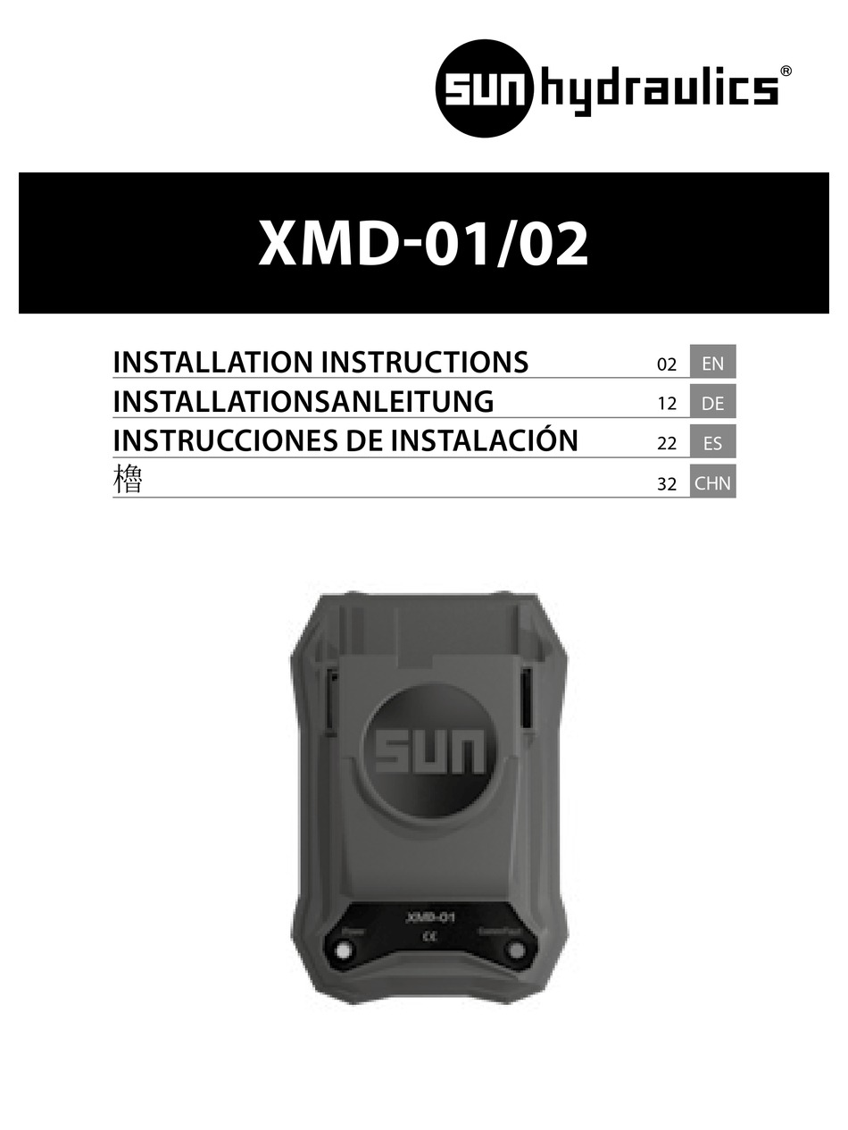 SUN HYDRAULICS XMD01 INSTALLATION INSTRUCTIONS & OWNER'S MANUAL Pdf
